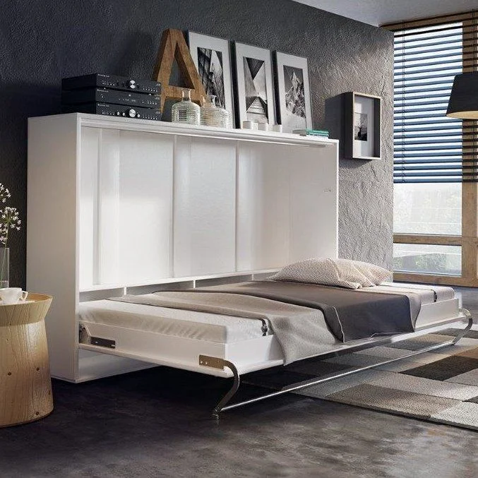 Cama plegable horizontal con jalador metal y pata