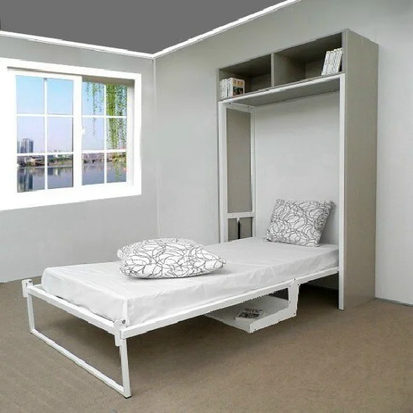Cama plegable vertical con jalador blanco