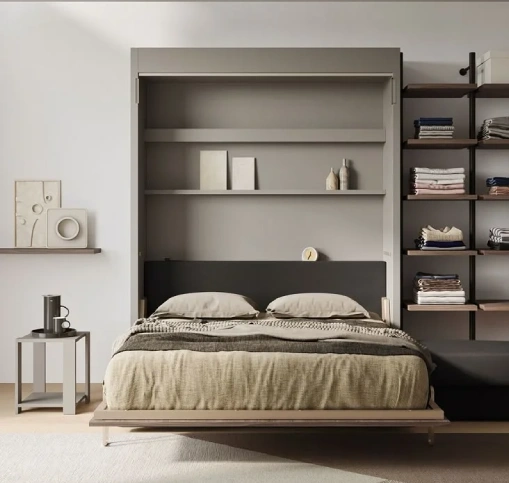 Cama abatible vertical con repisa interna