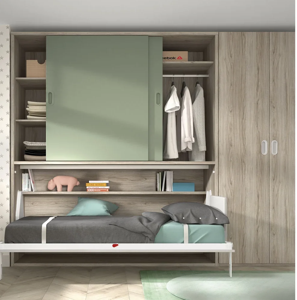 cama plegable horizontal con armario de gran capacidad