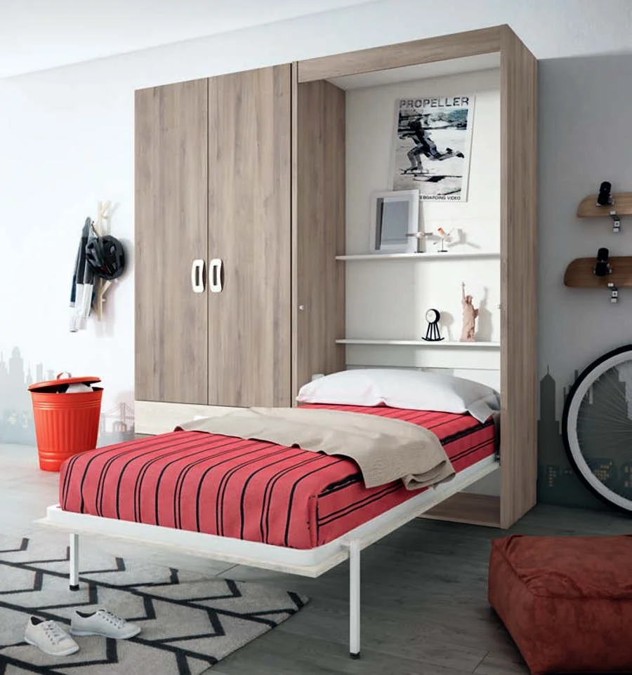 Cama plegable vertical con armario
